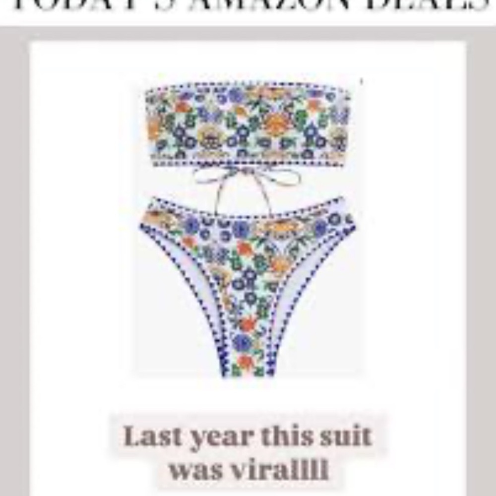 Women’s Strapless Wave Bandeau Bikini Size S 2 Piece Bathing SuitCheeky Lace-Up - Picture 2 of 15